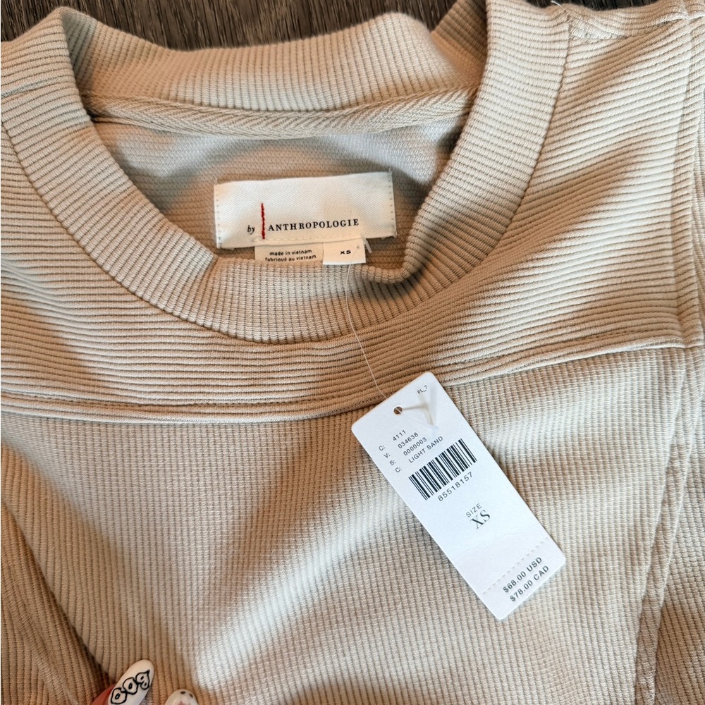 NWT - Anthropologie Ribbed Light Sand Top - Picture 5 of 5
